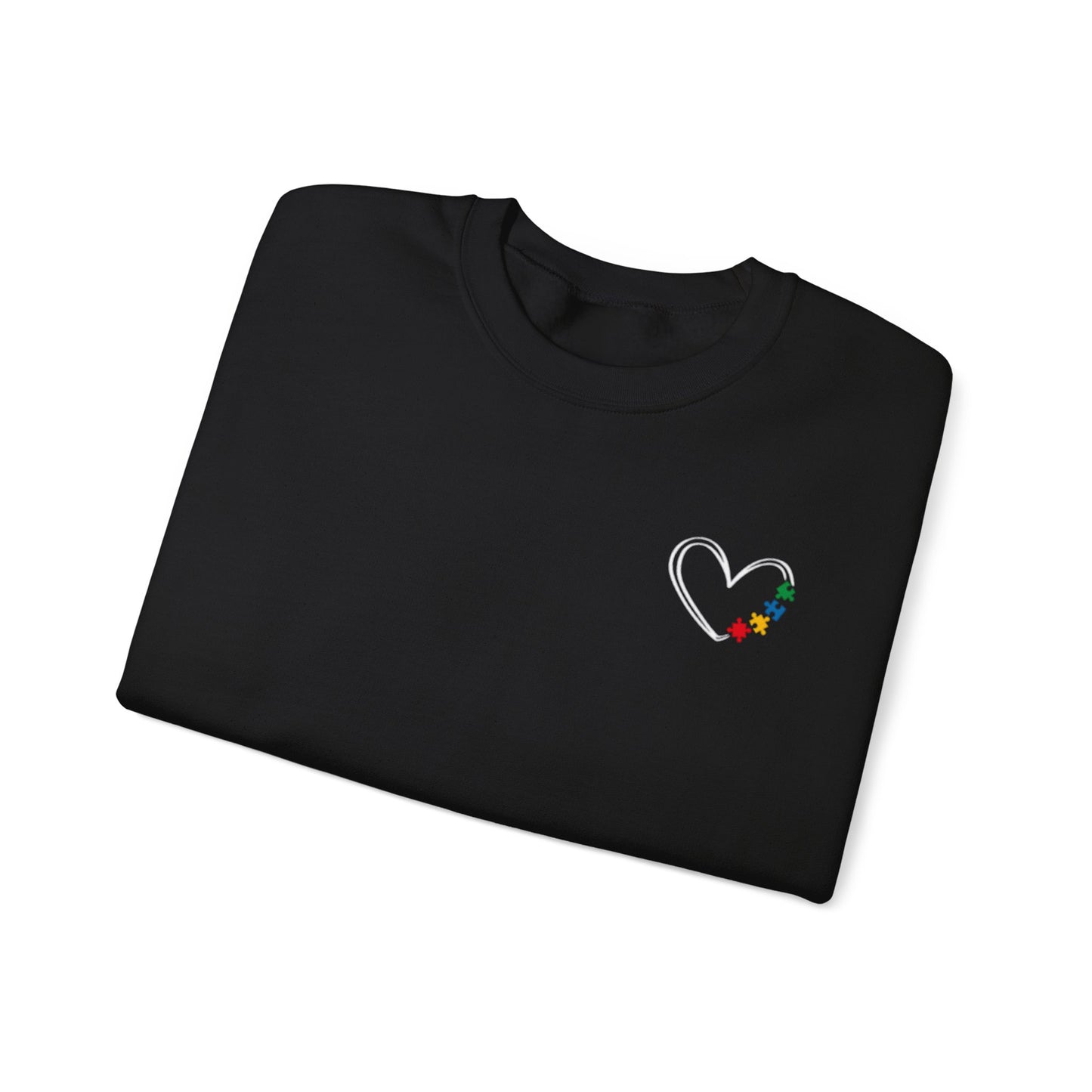 Autism Awareness Heart Sweatshirt - Black